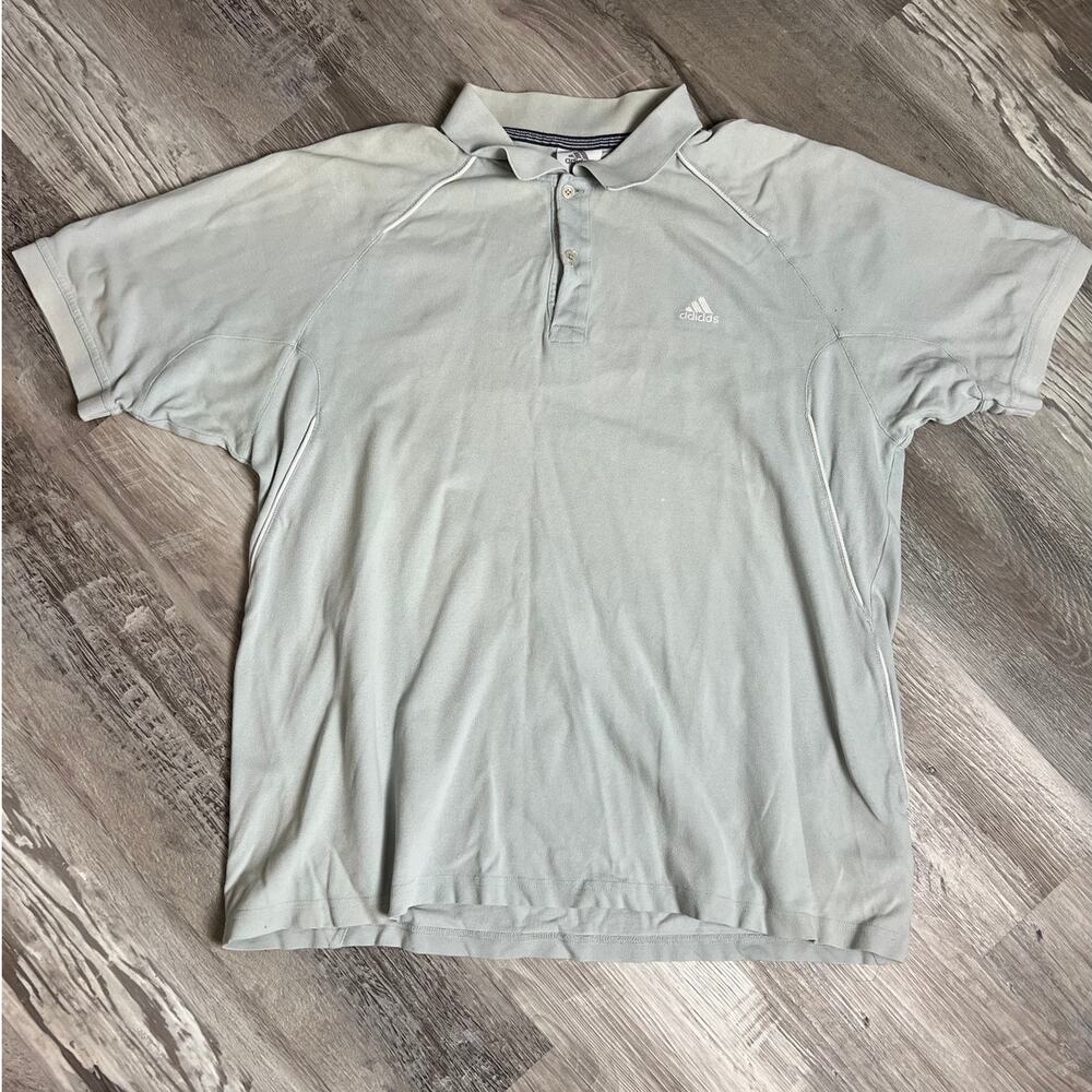 Adidas Polo Shirt Mens XL Light Gray athleisure Golf Casual Sportcore Minimalist